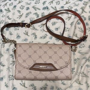 Nine West Taupe and Brown Crossbody Wallet Bag